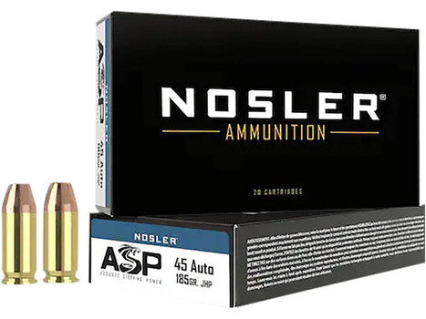 Nosler ASP Subsonic Centerfire Ammunition, 45 ACP, Jacketed Hollow Point, 185 Grain - 50 Cartridge Box ( 50 / 1 )