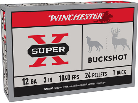 Winchester Ammo XB1231 Super X 12Gauge 3" 1Buck Shot 5 Per Box/50 Case