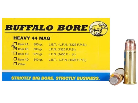 Buffalo Bore Ammunition 4B20 Heavy Strictly Business 44Rem Mag 300gr Semi Jacketed Flat Point 20 Per Box/12 Case