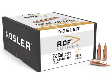 Nosler 53066 RDF Match 22Cal 70gr Hollow Point Boat Tail 100/Box