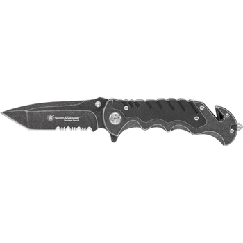 Smith  Wesson Knives SWBG10SCP Border Guard  3.50 Folding Part Serrated Stainless Steel Blade 4.80 AluminumG10 Handle Includes Pocket Clip UPC: 028634708888