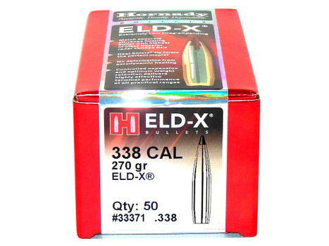 Hornady 33371 ELD-X 338 Cal .338 270 gr Extremely Low Drag eXpanding 50 Per Box/ 15 Case