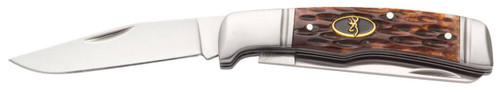 Browning 3220012 Joint Venture  2.88 Folding Drop PointSpey Point Plain 8Cr13MoV SS Blade Brown Jigged Bone Handle UPC: 023614843368