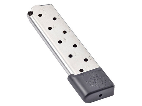 CMC Products 12150 Power Mag Plus 10rd 45 ACP Fits 1911 Government Stainless Steel w/ Black Base Pad