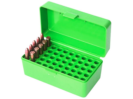 MTM Case-Gard 22HORN10 Ammo Box Flip-Top 22Hornet Green 50rd
