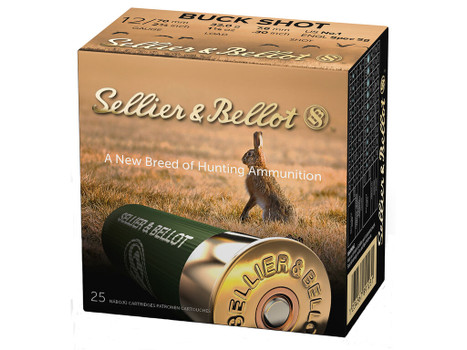 Sellier & Bellot SB12BSF Hunting 12Gauge 2.75" 12Pellets 1 1/8oz 1Buck Shot 25 Box/10 Case
