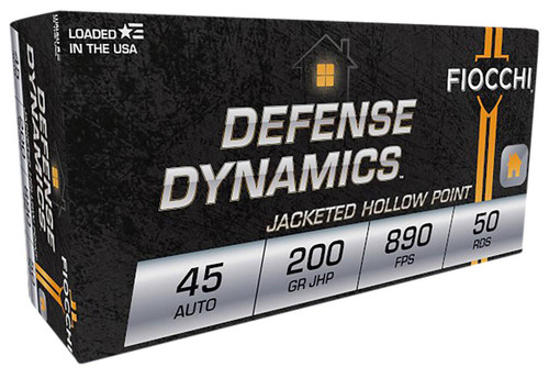 Fiocchi Defense Dynamics Subsonic Centerfire Ammunition, 45 ACP, Jacketed Hollow Point, 200 Grain - 50 Cartridge Box ( 50 / 1 )