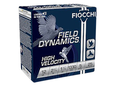 Fiocchi 12HV5 Field Dynamics High Velocity 12Gauge 2.75" 1 1/4oz 5Shot 25 Per Box/10 Case