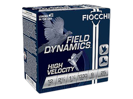 Fiocchi 12HV9 Field Dynamics High Velocity 12Gauge 2.75" 1 1/4oz 9Shot 25 Per Box/10 Case