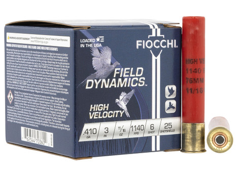 Fiocchi 410HV6 Field Dynamics High Velocity 410Gauge 3" 11/16oz 6Shot 25 Per Box/10 Case