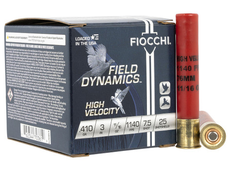 Fiocchi 410HV75 Field Dynamics High Velocity 410Gauge 3" 11/16oz 7.5Shot 25 Per Box/10 Case