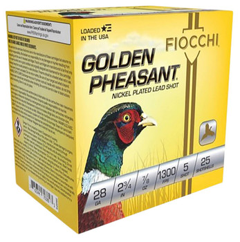 Fiocchi Golden Pheasant 28 Gauge Shotshell Ammunition, 2 3/4 Inch, 1300 FPS, 2/3 Ounce, #5 Shot - 25 Cartridge Box ( 25 / 1 )