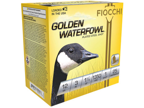 Fiocchi 123SGW1 Golden Waterfowl 12Gauge 3" 1 1/4oz 1Shot 25 Per Box/10 Case