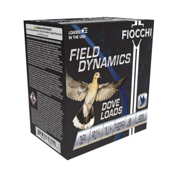 Fiocchi Field Dynamics Dove Load 12 Gauge Shotshell Ammunition, 2 3/4 Inch, 1250 FPS, 1 1/8 Ounce, #8 Shot - 25 Cartridge Box ( 25 / 1 )