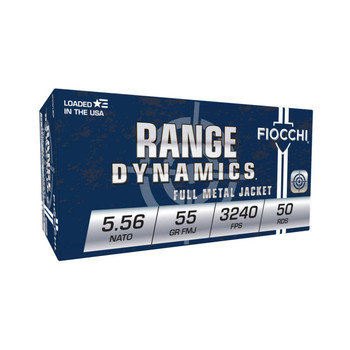 Fiocchi Range Dynamics Hyper Velocity Centerfire Ammunition, 5.56 x 45mm NATO, Full Metal Jacket Boat Tail, 55 Grain - 50 Cartridge Box ( 50 / 1 )