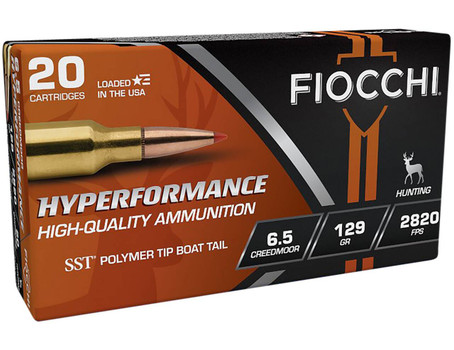 Fiocchi Hyperformance Hunt Hyper Velocity Centerfire Ammunition, 6.5 Creedmoor, Super Shock Tip, 129 Grain - 20 Cartridge Box ( 20 / 1 )