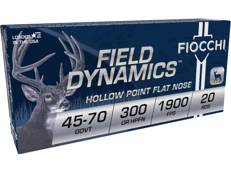 Fiocchi 4570B Field Dynamics 45-70Gov 300gr Hollow Point Flat Nose 20 Per Box/10 Case