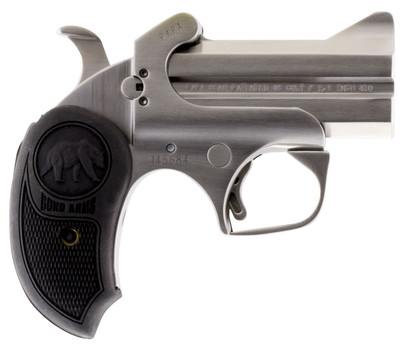 Bond Arms BAPB Papa Bear  45 Colt LC410 Gauge 2rd 3 Stainless Steel Double Barrel  Frame Auto Extractors  Rebounding Hammer Blade FrontFixed Rear Sights Extended Rubber Grip Manual Safety UPC: 855959009594