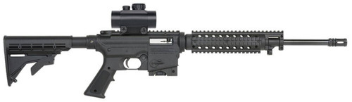 Mossberg 37232 715T Flat Top Tactical 22 LR Caliber with 101 Capacity 16.25 Barrel Blued Metal Finish  A2 Adjustable Black Synthetic Stock Right Hand Full Size Includes Red Dot UPC: 884110372321