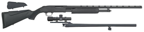 Mossberg 54047 500 FieldDeer Pump 20 Gauge 51 3 26 Vent Rib24 Slugster Barrels Matte Blued Metal Finish Synthetic Dual Comb Stock Includes AccuSet Chokes  Dead Ringer 2.5x20mm Scope UPC: 015813540476