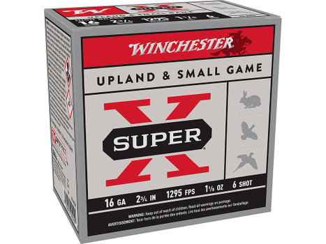 Winchester Ammo X16H6 Super X Heavy Game Load 16Gauge 2.75" 1 1/8oz 6Shot 25 Per Box/10 Case