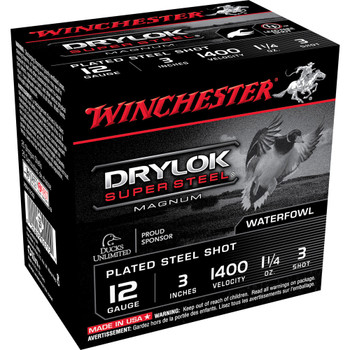 Winchester Ammo XSV1233 Drylok Super Steel Magnum 12 Gauge 3 1 14 oz 3 Shot 25 Per Box 10 Case UPC: 020892007727