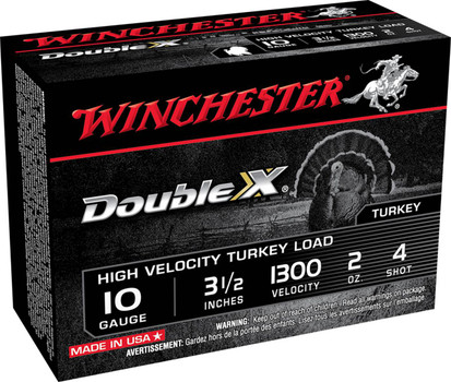 Winchester Double X 10 Gauge Shotshell Ammunition, 3 1/2 Inch, 1300 FPS, 2/3 Ounce, #4 Shot - 10 Cartridge Box ( 10 / 1 )
