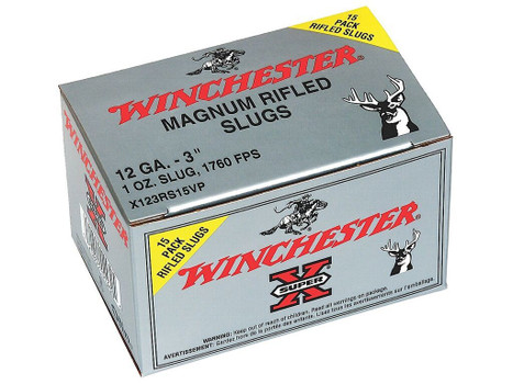 Winchester Ammo X123RS15VP Super X 12Gauge 3" 1oz Rifled Slug Shot 15 Per Box/10 Case
