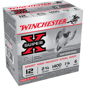 Winchester Ammo WEX12H6 Super X Xpert High Velocity 12 Gauge 2.75 1 18 oz 6 Shot 25 Per Bx 10 Case UPC: 020892017245