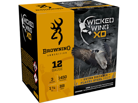 Browning Ammo B193411230 Wicked Wing XD 12Gauge 3" 1 1/4oz BBShot 25 Per Box/10 Case