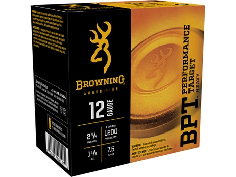 Browning Ammo B193621227 BPT Performance Target Heavy 12Gauge 2.75" 1 1/8oz 7.5Shot 25 Per Box/10 Case