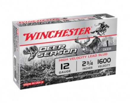 Winchester Deer Season 12 Gauge Slug Ammunition, 2 3/4 Inch, 1600 FPS, 1 1/8 Ounce, Slug - 5 Cartridge Box ( 5 / 1 ) Winchester Deer Season 12 Gauge Slug Ammunition, 2 3/4 Inch, 1600 FPS, 1 1/8 Ounce, Slug - 5 Cartridge Box ( 5 / 1 )
