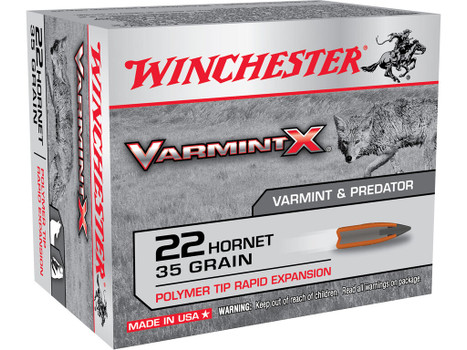 Winchester Ammo X22P Varmint X 22Hornet 35gr Polymer Tip Rapid Expansion 20 Per Box/10 Case