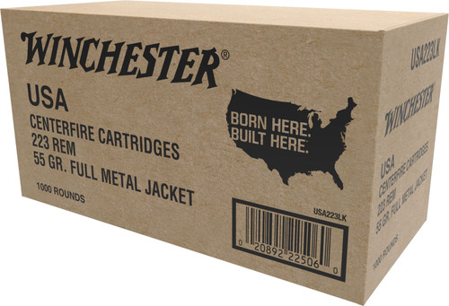 Winchester Ammo W2231000 USA  223 Rem 55 gr 3240 fps Full Metal Jacket FMJ 1000rds Sold by Case UPC: 020892225060