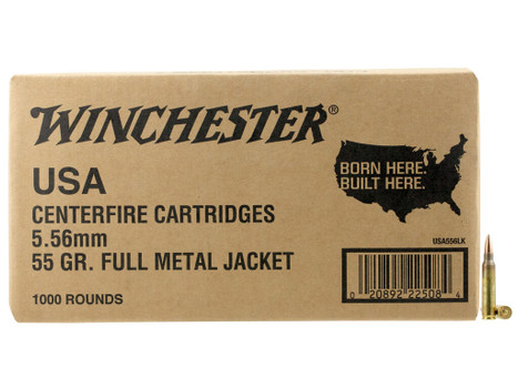 Winchester Ammo WM1931000 USA M193 5.56x45mmNATO 55gr Full Metal Jacket 1000rds *Sold by Case