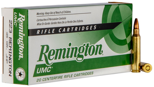 Remington Ammunition 23748 UMC  223 Rem 45 gr Jacketed Hollow Point JHP 20 Per Box 10 UPC: 047700354507