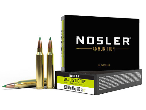 Nosler 40053 Ballistic Tip 300WinMag 180gr Spitzer Ballistic Tip 20 Per Box/10 Case