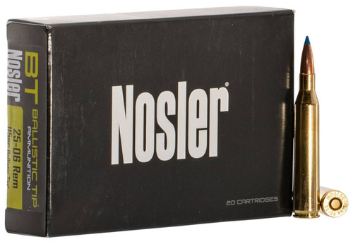 Nosler Ballistic Tip Hyper Velocity Centerfire Ammunition, 25-06 Remington, Spitzer Ballistic Tip, 115 Grain - 20 Cartridge Box ( 20 / 1 )