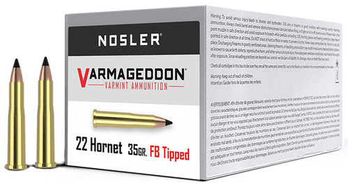 Nosler Varmageddon Hyper Velocity Centerfire Ammunition, 22 Hornet, Flat Base Tipped, 35 Grain - 20 Cartridge Box ( 20 / 1 )