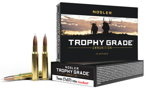 Nosler Trophy Grade Hyper Velocity Centerfire Ammunition, 7mm Mauser, Nosler AccuBond, 140 Grain - 20 Cartridge Box ( 20 / 1 )