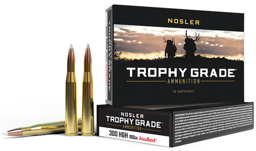 Nosler Trophy Grade Hyper Velocity Centerfire Ammunition, 300 H&H Mag, Nosler AccuBond, 180 Grain - 20 Cartridge Box ( 20 / 1 )