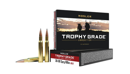 Nosler Trophy Grade Long Range Hyper Velocity Centerfire Ammunition, 30-06 Springfield, Nosler Spitzer AccuBond Long Range, 168 Grain - 20 Cartridge Box ( 20 / 1 )