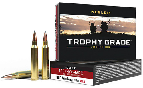 Nosler Trophy Grade Long Range Hyper Velocity Centerfire Ammunition, 300 Winchester, Nosler Spitzer AccuBond Long Range, 190 Grain - 20 Cartridge Box ( 20 / 1 )