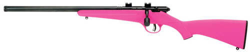 Savage Arms 13842 Rascal FLVSR 22 LR Caliber with 1rd Capacity 16.12 Threaded Barrel Matte Blued Metal Finish  Pink Synthetic Stock Left Hand Youth UPC: 062654138423