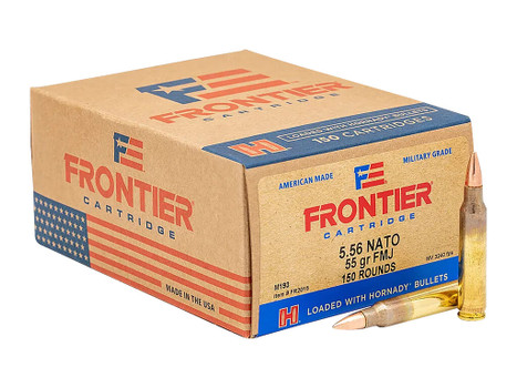 Frontier Cartridge FR2015 Military Grade Centerfire Rifle 5.56x45mmNATO 55gr Full Metal Jacket 150 Per Box/8 Case