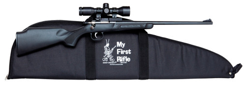 Crickett KSA2240BSC Youth Package 22 LR Caliber with 1rd Capacity 16.12 Barrel Blued Metal Finish  Black Synthetic Stock Right Hand Youth Includes Scope  Case UPC: 611613122401