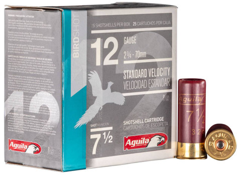 Aguila Bird Shot 12 Gauge Shotshell Ammunition, 2 3/4 Inch, 1200 FPS, 1 1/8 Ounce, #7 1/2 Shot - 25 Cartridge Box ( 25 / 1 )