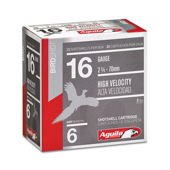 Aguila 1CHB1606 Birdshot High Velocity 16 Gauge 2.75 1 18 oz 6 Shot 25 Per Box 10 UPC: 640420002637