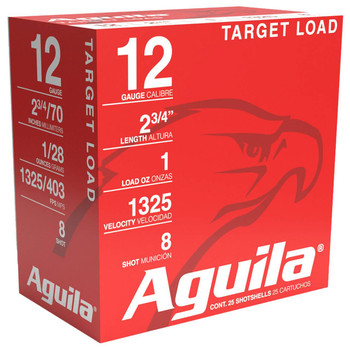 Aguila Target Load Competition 12 Gauge Shotshell Ammunition, 2 3/4 Inch, 1325 FPS, 1 Ounce, #8 Shot - 25 Cartridge Box ( 25 / 1 )