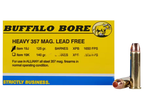 Buffalo Bore Ammunition 19J20 Buffalo-Barnes Strictly Business 357Mag 125gr Barnes VOR-TX XPB Lead Free 20 Per Box/12 Case